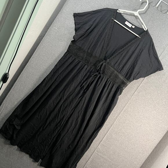 Belle Beach by Kim Gravel Petite Slub Knit Cover Up Black Petite M - Picture 1 of 15